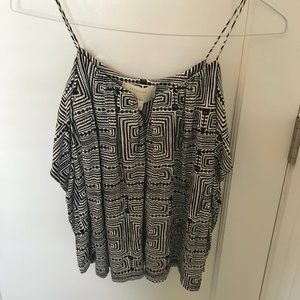 Nicole Miller Black and White Open Shoulder Top